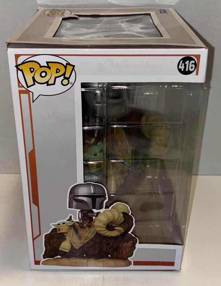 Photo 3 of NEW FUNKO POP! STAR WARS THE MANDALORIAN BOBBLE-HEAD FIGURE,  #416 “THE MANDALORIAN & THE CHILD ON BANTHA”