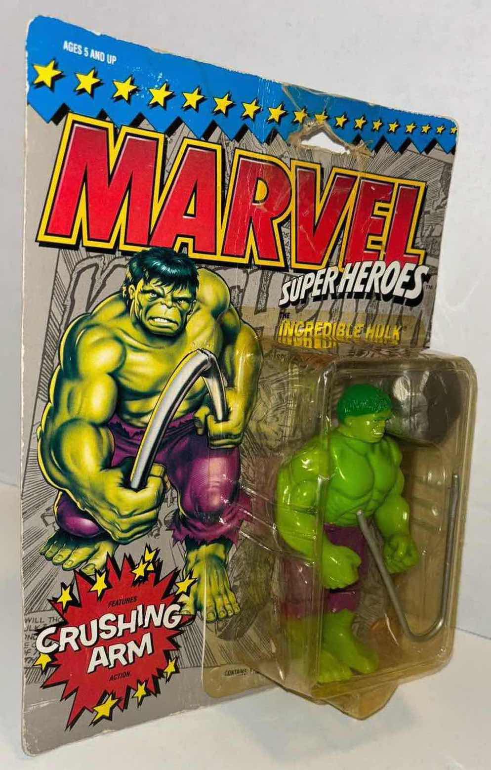 Photo 1 of NEW VINTAGE 1990 TOY BIZ MARVEL SUPERHEROES RETRO ACTION FIGURES & ACCESSORIES “THE INCREDIBLE HULK W CRUSHING ARM ACTION”