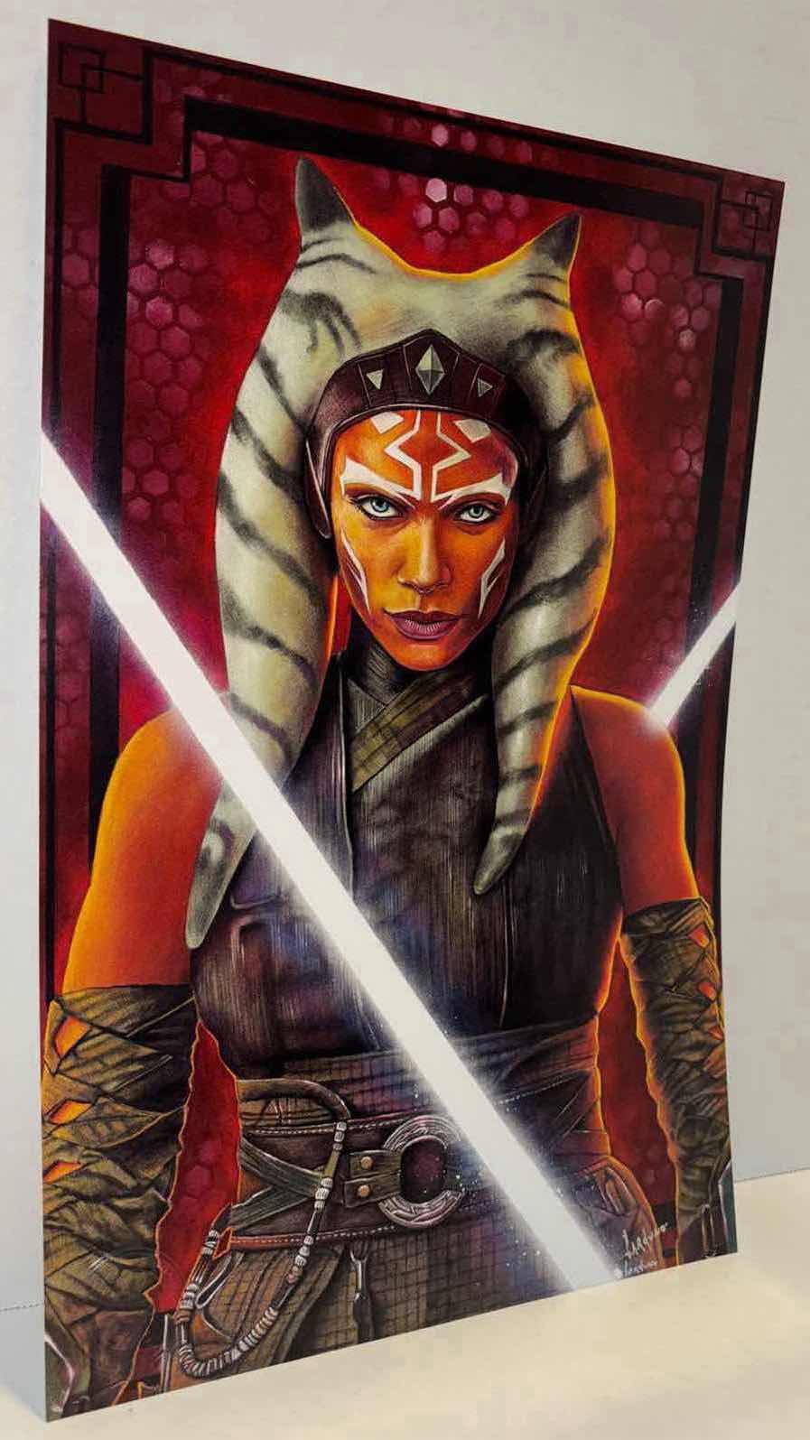 Photo 1 of VICTOR GARDUNO AHSOKA TANO 11” X 17” INFINITY GLOSS UNFRAMED PRINT W EMBOSSED SEAL, DIGITAL SIGNATURE & OFFICIAL SIGNATURE W COA INCLUDED, STORED IN A RIGID PRINT PROTECTOR SLEEVE