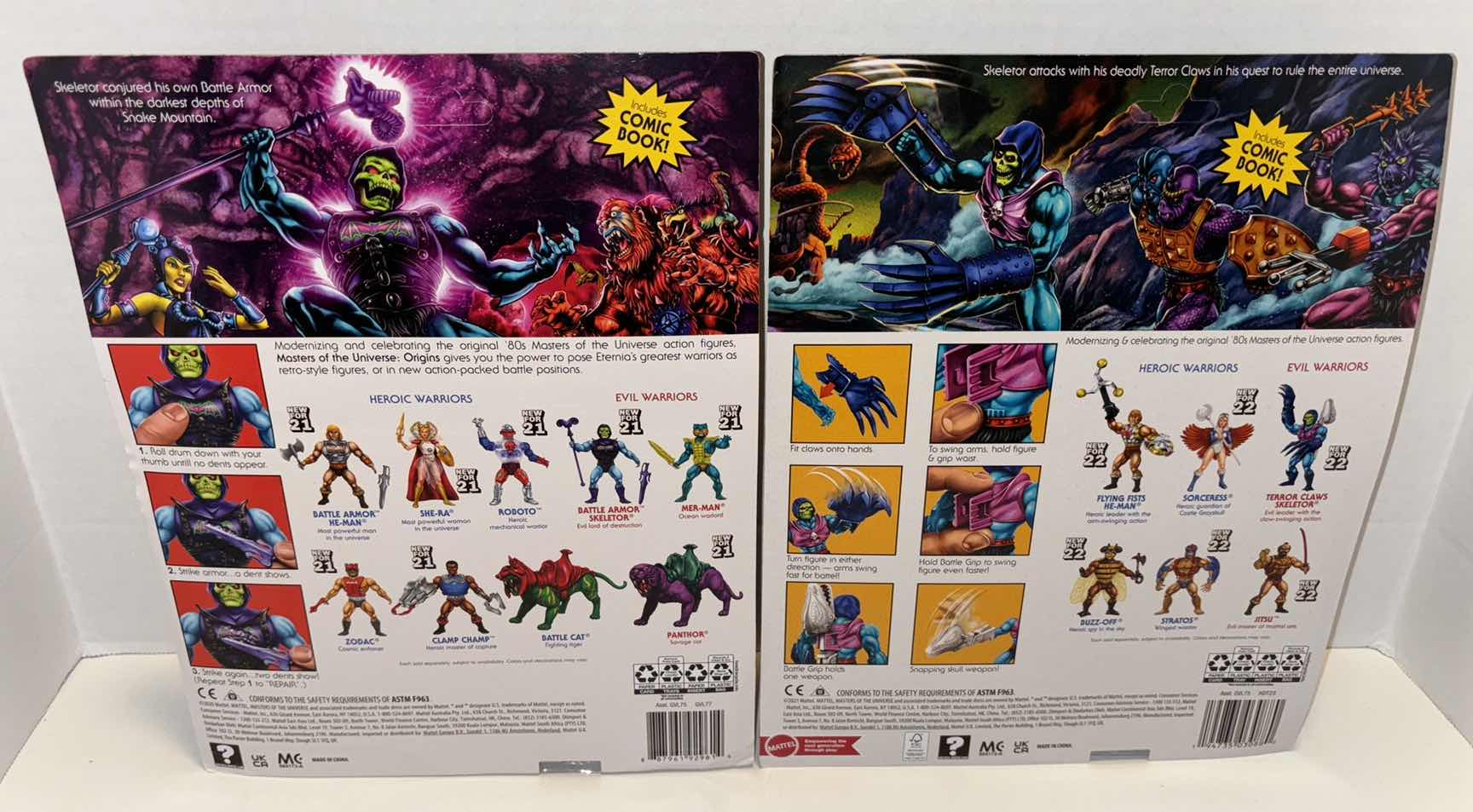 Photo 4 of NEW MATTEL MASTERS OF THE UNIVERSE 2-PACK “BATTLE ARMOR SKELETOR” & “TERROR CLAWS SKELETOR” ACTION FIGURES & ACCESSORIES