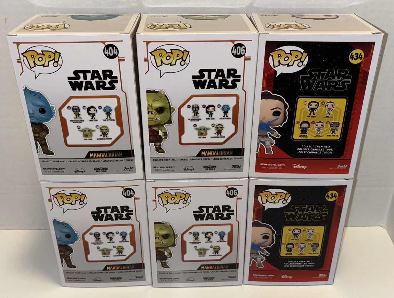 Photo 3 of NEW FUNKO POP! STAR WARS BOBBLE-HEAD VINYL FIGURE 6-PACK MIXED BUNDLE, #404 THE MYTHROL (2), #406 GAMORREAN FIGHTER (2), #434 REY TWO LIGHTSABERS (2)