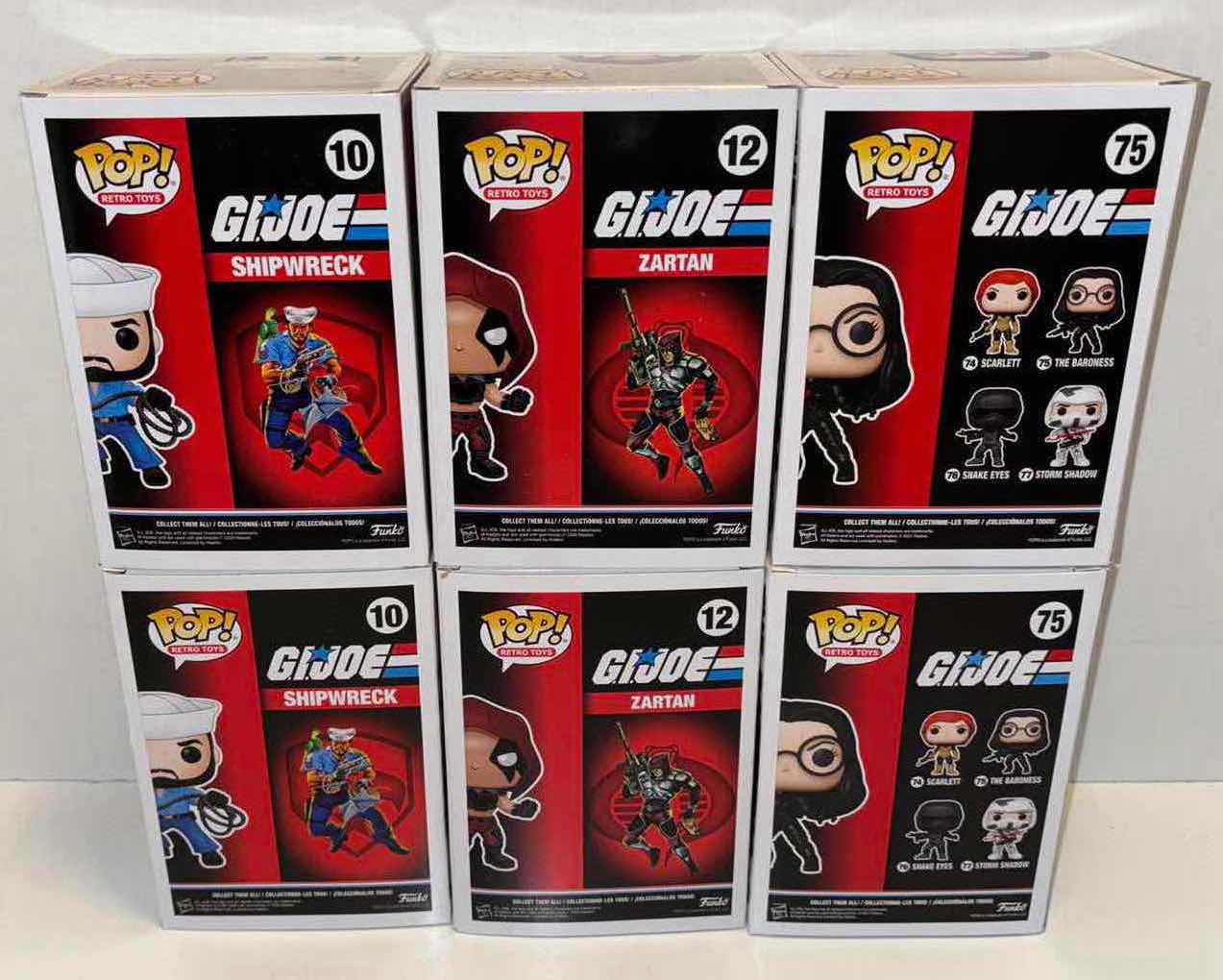 Photo 3 of NEW FUNKO POP! RETRO TOYS G.I. JOE VINYL FIGURE 6-PACK BUNDLE, #10 SHIPWRECK (2), #12 ZARTAN (2), #75 THE BARONESS