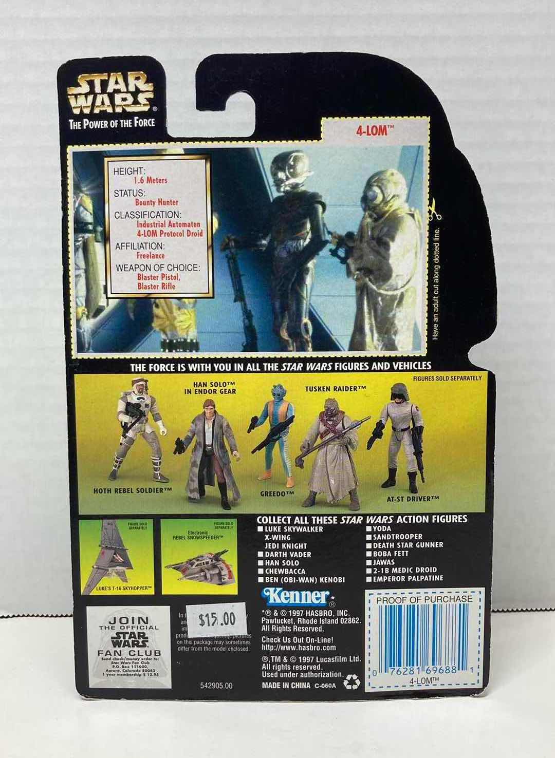 Photo 2 of NEW STAR WARS THE POWER OF THE FORCE ACTION FIGURE, 4-LOM W BLASTER PISTOL & BLASTER RIFLE