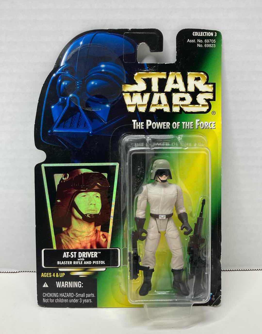 Photo 1 of NEW STAR WARS THE POWER OF THE FORCE ACTION FIGURE, AT-ST DRIVER W BLASTER RIFLE & PISTOL