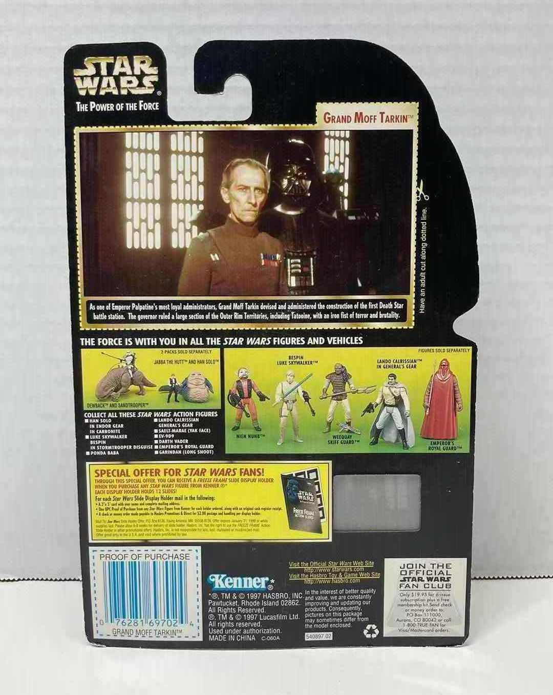 Photo 2 of NEW STAR WARS THE POWER OF THE FORCE ACTION FIGURE, GRAND MOFF TARKIIN W IMPERIAL BLASTER RIFLE, PISTOL & FREEZE FRAME ACTION SLIDE