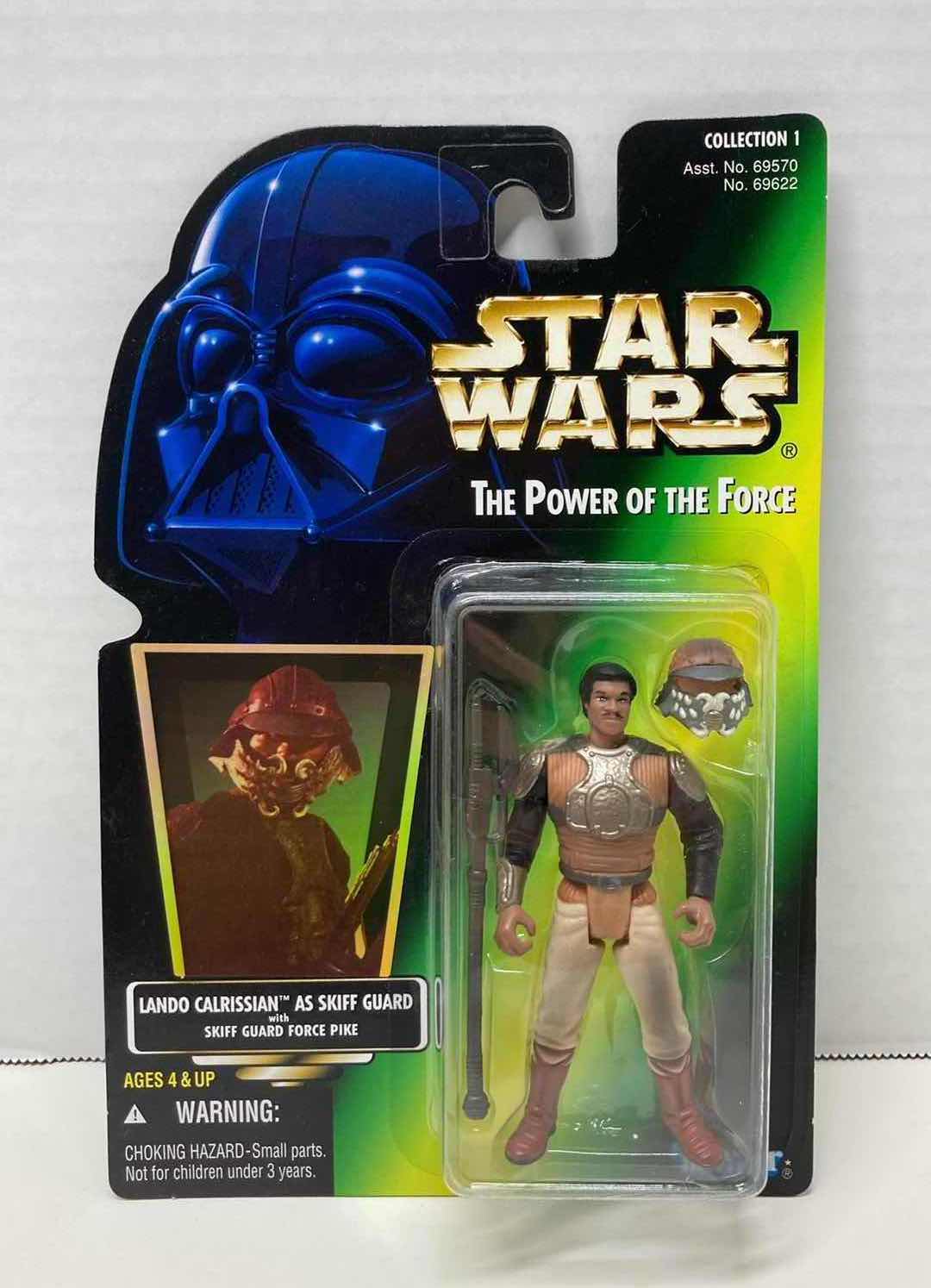 Photo 1 of NEW STAR WARS THE POWER OF THE FORCE ACTION FIGURE, LANDO CALRISSIAN AS SKIFF GUARD W SKIFF GUARD FORCE PIKE