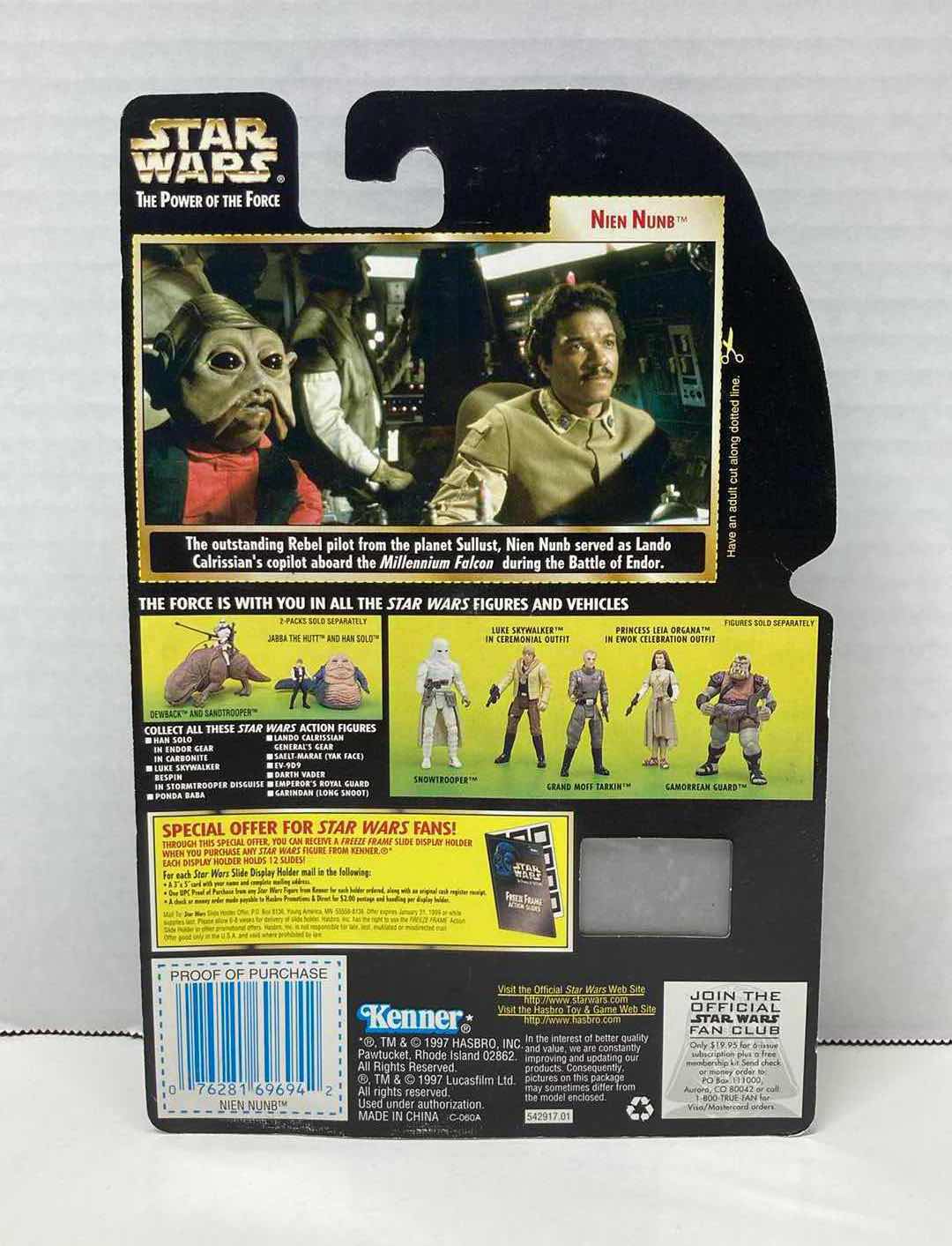 Photo 2 of NEW STAR WARS THE POWER OF THE FORCE ACTION FIGURE, NIEN NUNB W BLASTER PISTOL, RIFLE & FREEZE FRAME ACTION SLIDE