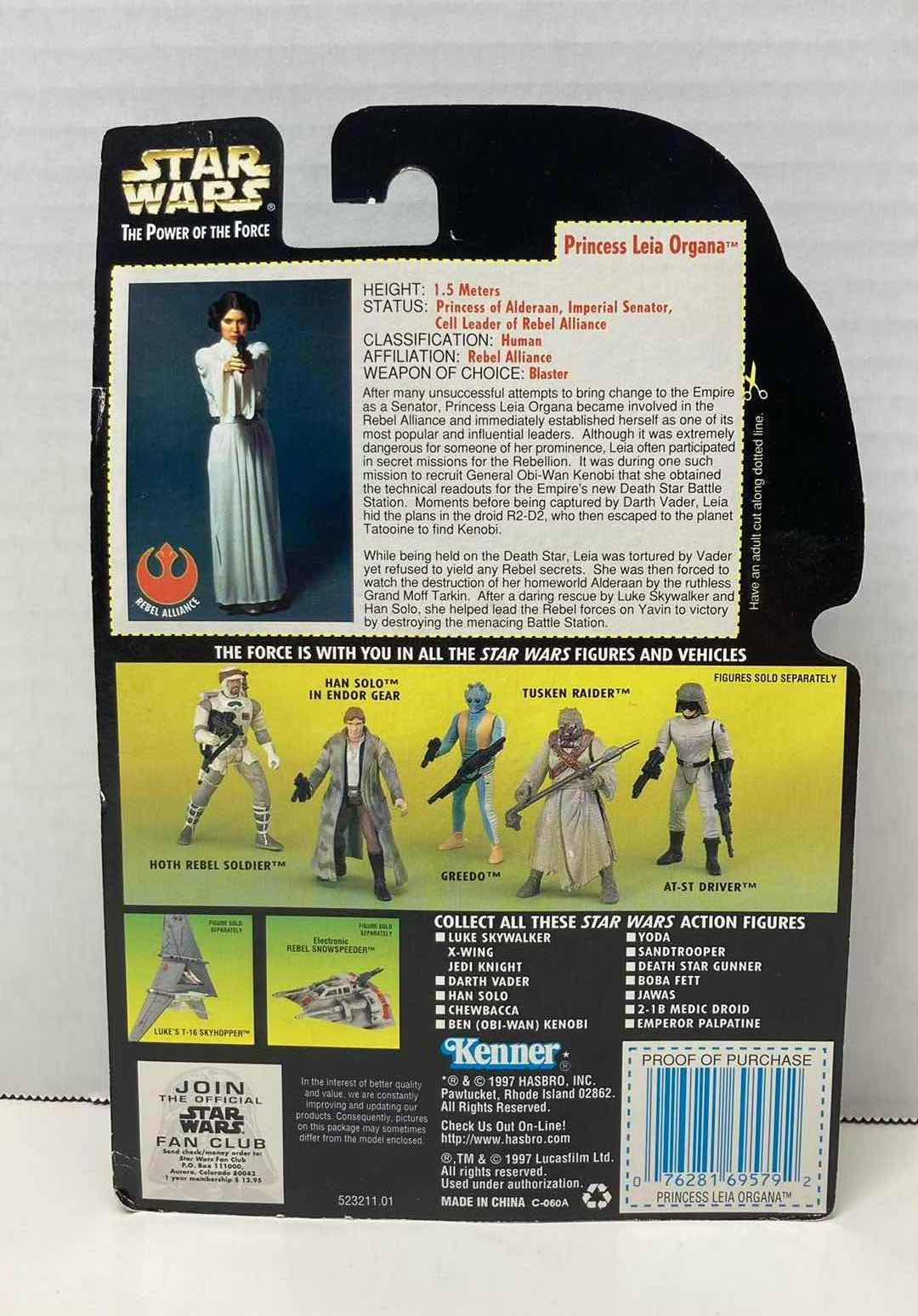 Photo 2 of NEW STAR WARS THE POWER OF THE FORCE ACTION FIGURE, PRINCESS LEIA ORGANA W LASER PISTOL & ASSAULT RIFLE
