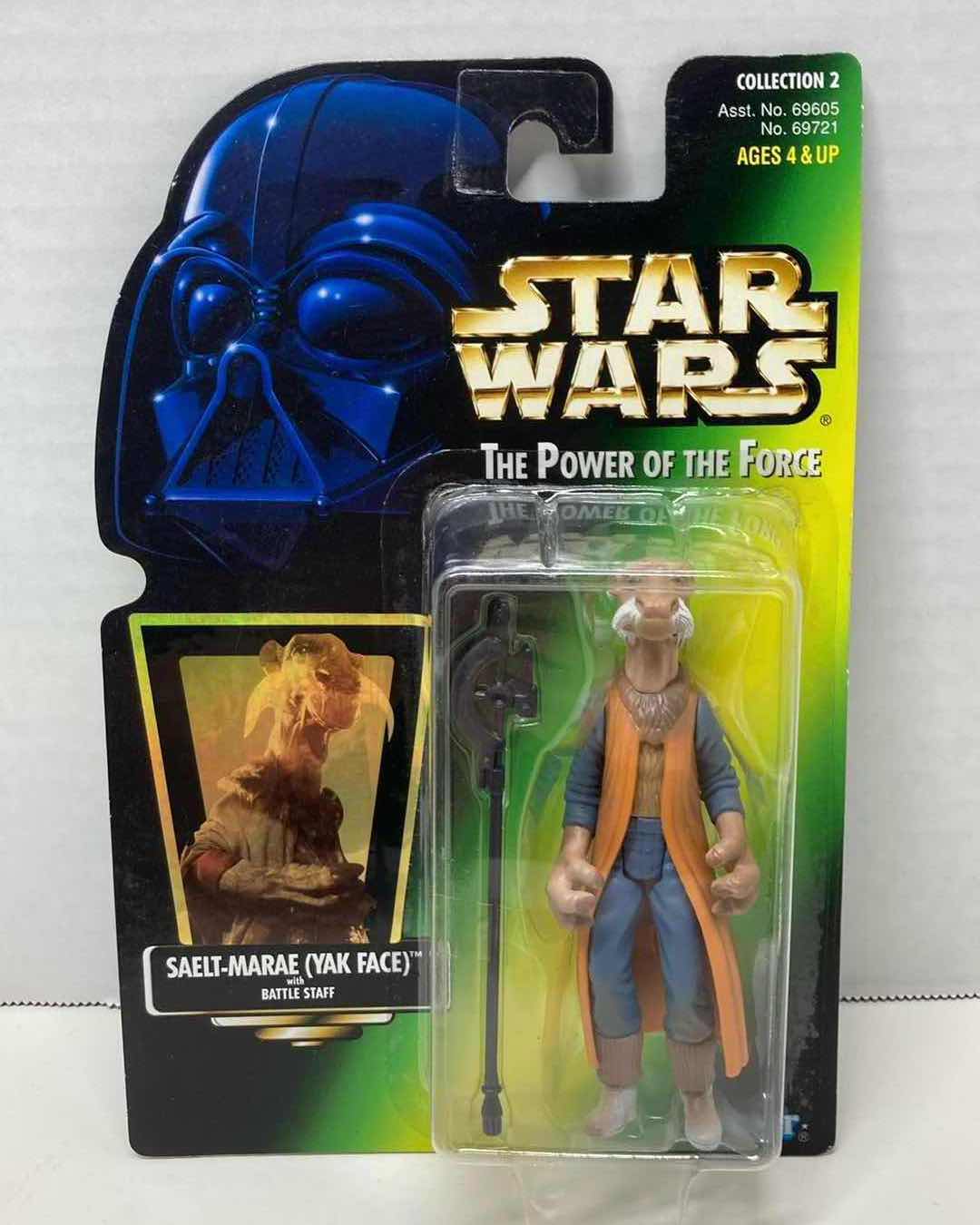 Photo 1 of NEW STAR WARS THE POWER OF THE FORCE ACTION FIGURE, SAELT-MARAE (YAK FACE) W BATTLE STAFF