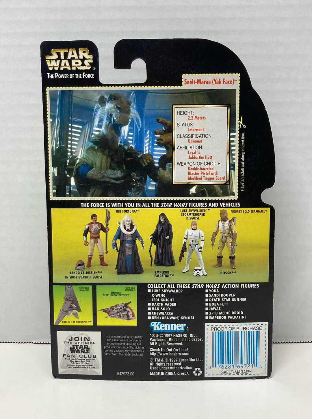 Photo 2 of NEW STAR WARS THE POWER OF THE FORCE ACTION FIGURE, SAELT-MARAE (YAK FACE) W BATTLE STAFF