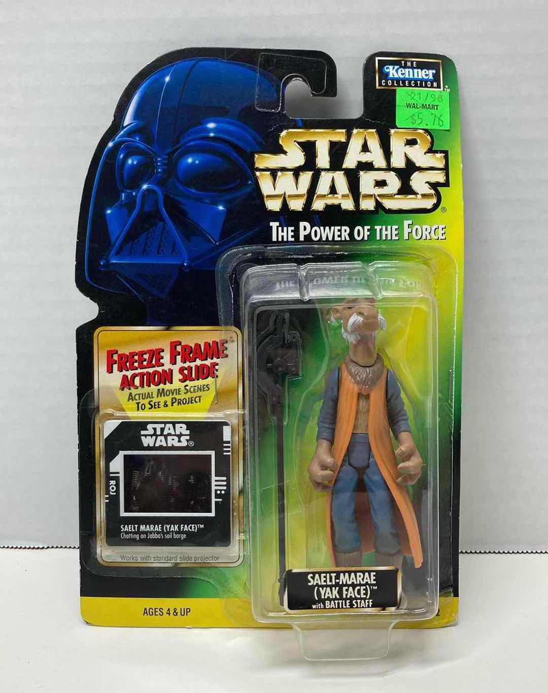 Photo 1 of NEW STAR WARS THE POWER OF THE FORCE ACTION FIGURE, SAELT- MARAE (YAK FACE) W BATTLE STAFF & FREEZE FRAME ACTION SLIDE