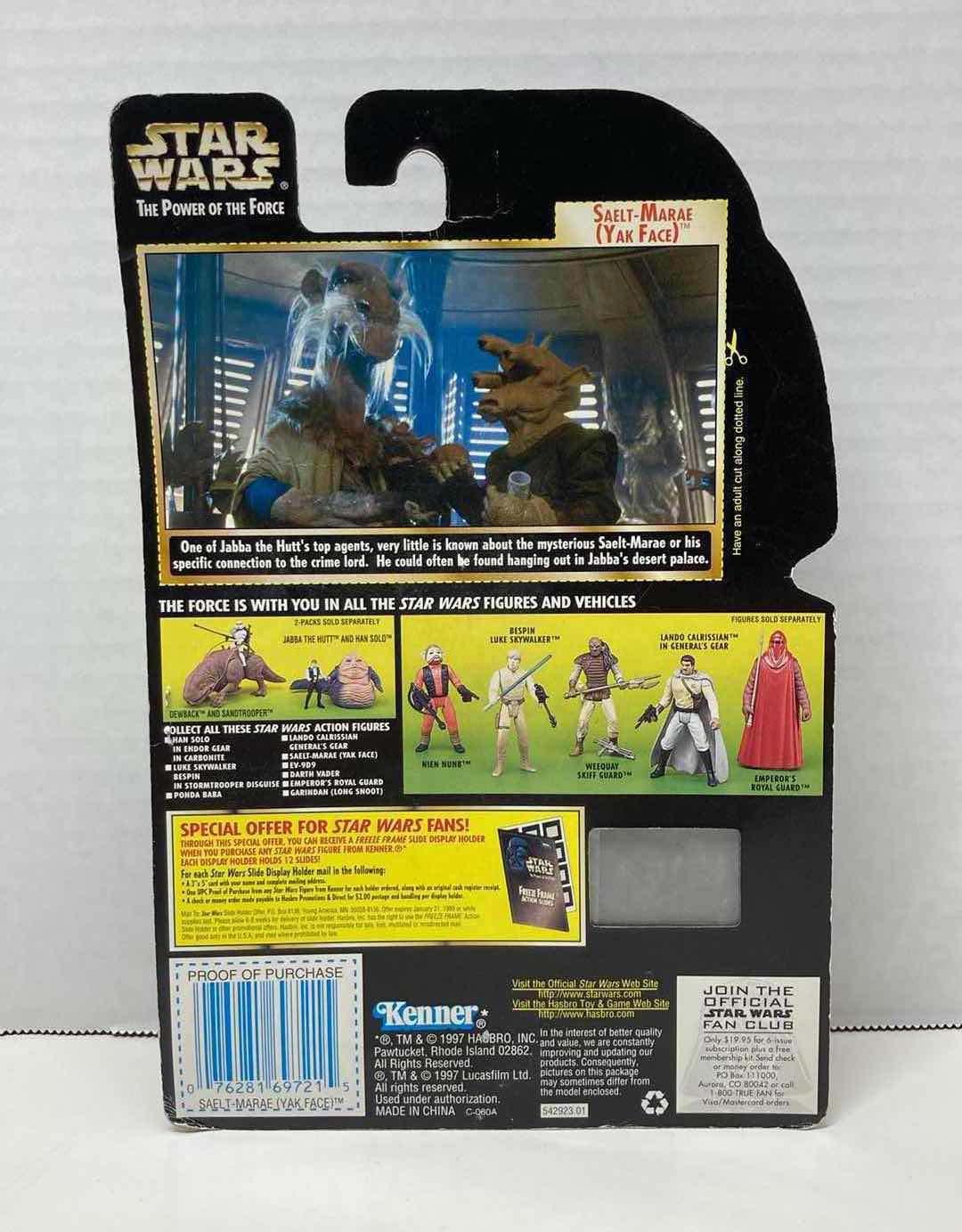 Photo 2 of NEW STAR WARS THE POWER OF THE FORCE ACTION FIGURE, SAELT- MARAE (YAK FACE) W BATTLE STAFF & FREEZE FRAME ACTION SLIDE