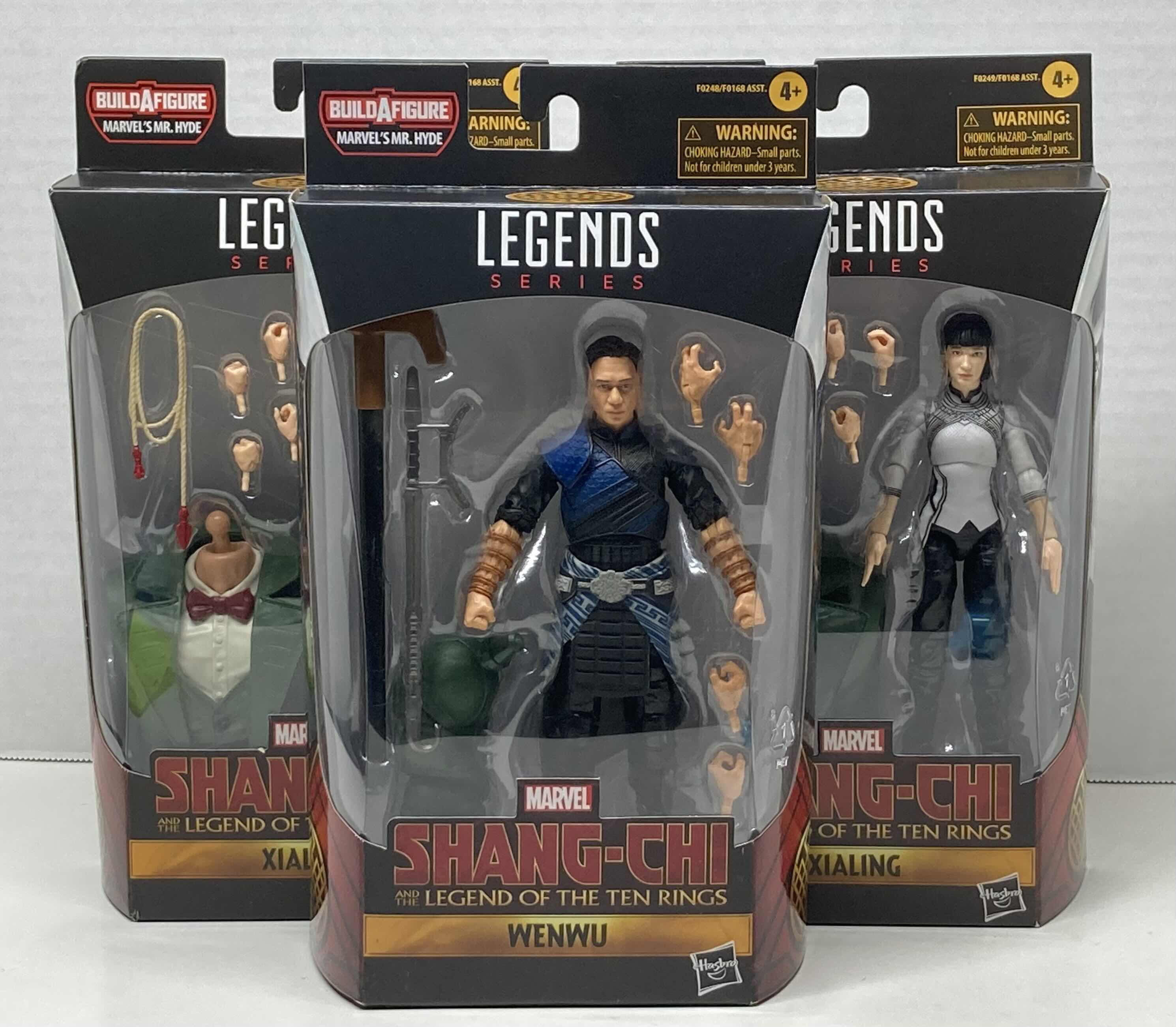 Photo 1 of NEW MARVEL LEGENDS SERIES SHANG-CHI & THE LEGEND OF THE TEN RINGS 3-PACK ACTION FIGURES, “WENWU” (1) & “XIALING” (2)