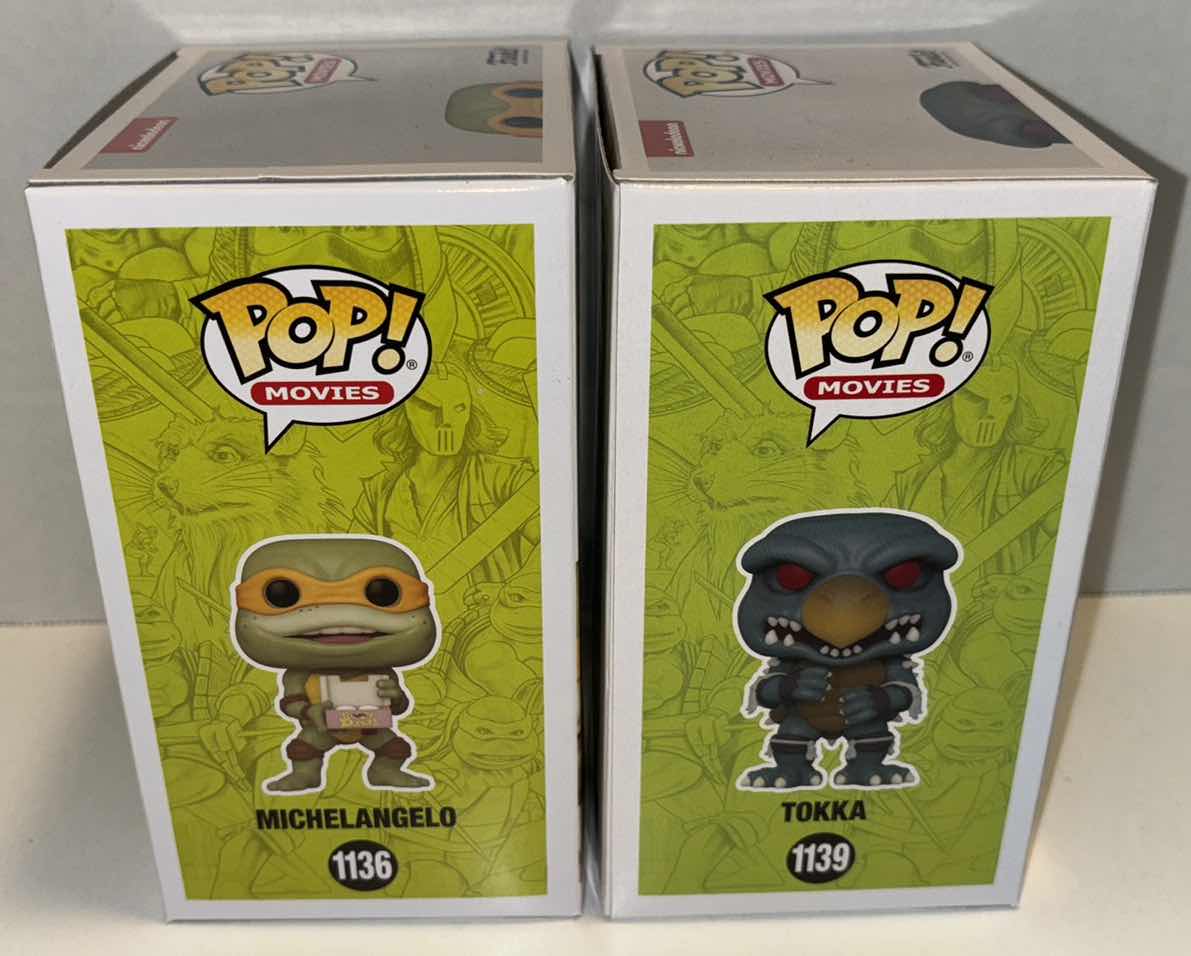 Photo 2 of NEW FUNKO POP! MOVIES 2-PACK TMNT VINYL FIGURES, #1136 MICHELANGELO & #1139 TOKKA