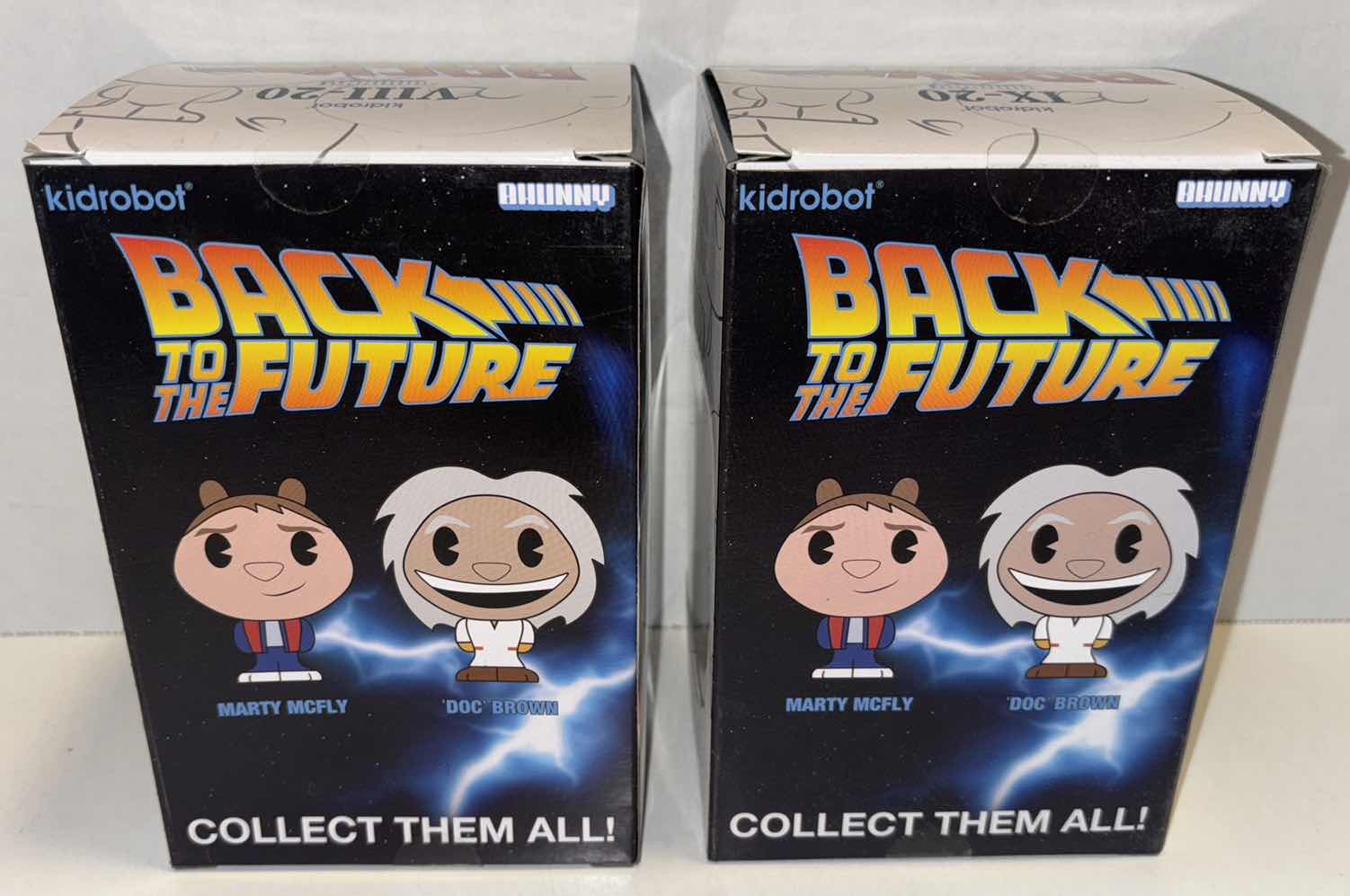 Photo 3 of NEW KIDROBOT BACK TO THE FUTURE 2-PACK BHUNNY 4” VINYL FIGURE, MARTY MCFLY & DOC BROWN W BHUNNY PAW KEYCHAIN