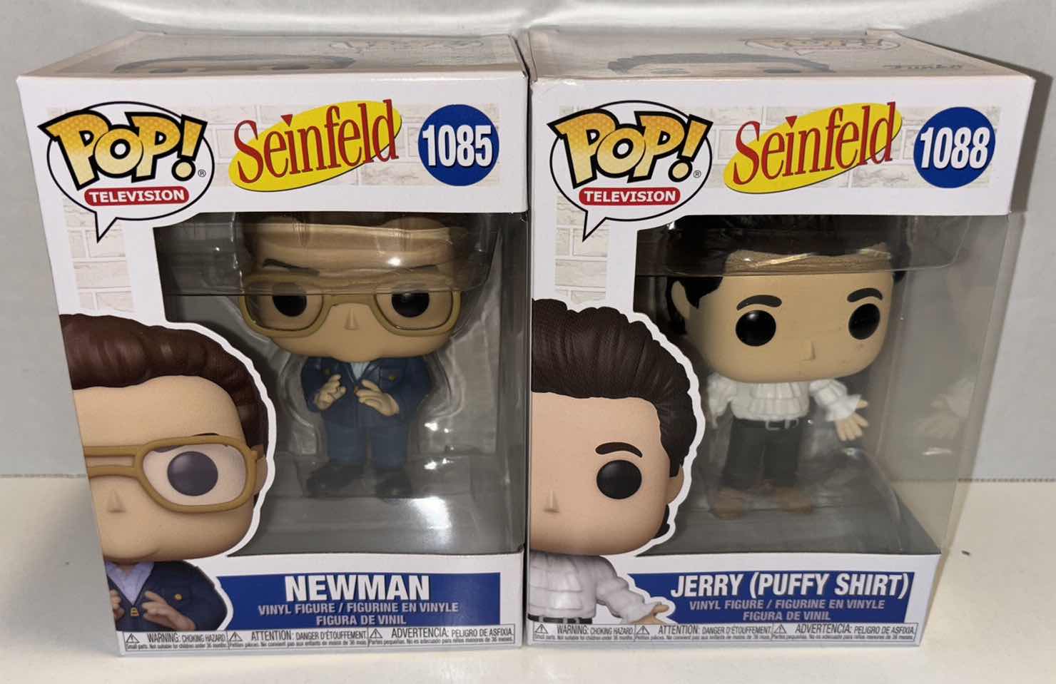 Photo 1 of NEW FUNKO POP! TELEVISION SEINFELD VINYL FIGURE 2-PACK,  #1085 NEWMAN & #1088 JERRY (PUFFY SHIRT)