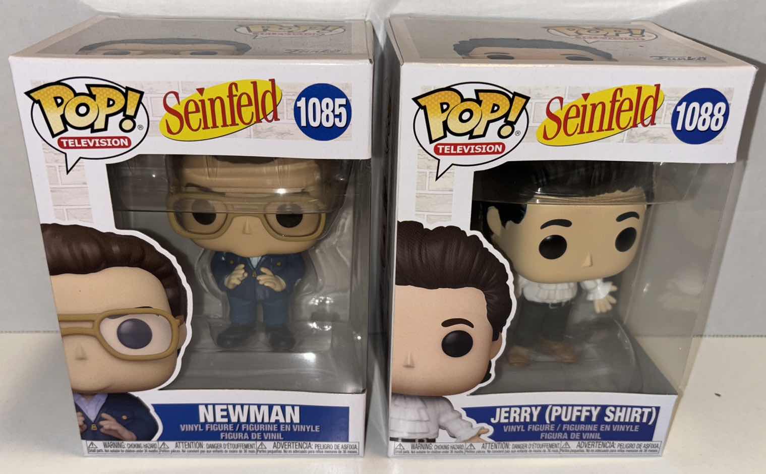 Photo 1 of NEW FUNKO POP! TELEVISION SEINFELD VINYL FIGURE 2-PACK,  #1085 NEWMAN & #1088 JERRY (PUFFY SHIRT)