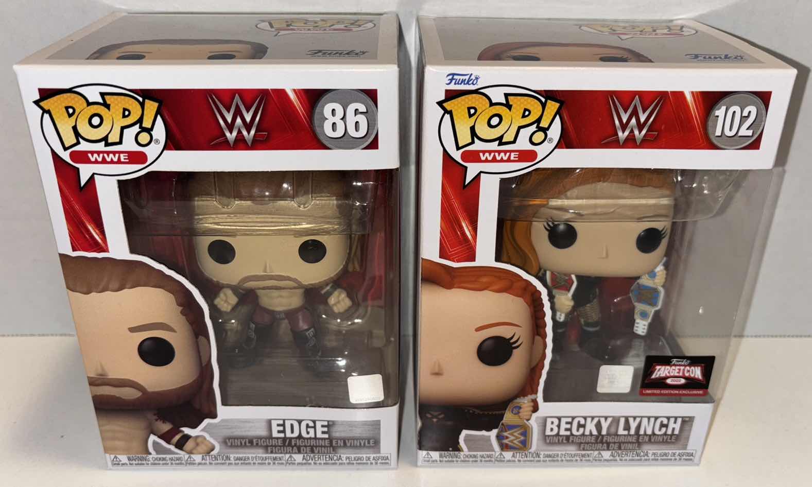 Photo 1 of NEW FUNKO POP! WWE VINYL FIGURES 2-PACK, #86 EDGE & #102 BECKY LYNCH