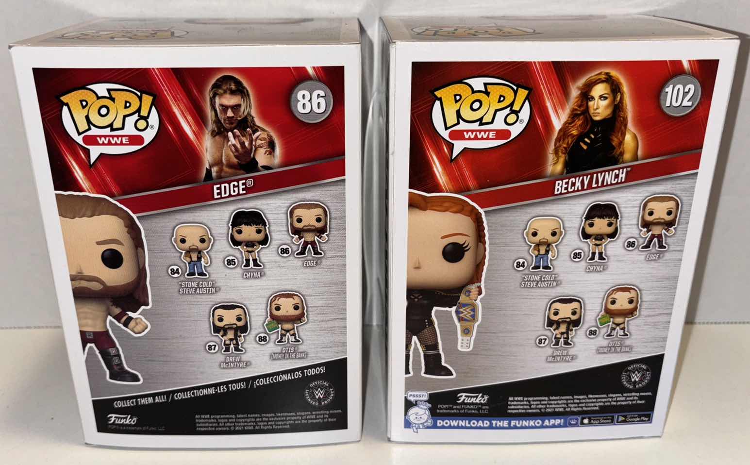 Photo 3 of NEW FUNKO POP! WWE VINYL FIGURES 2-PACK, #86 EDGE & #102 BECKY LYNCH