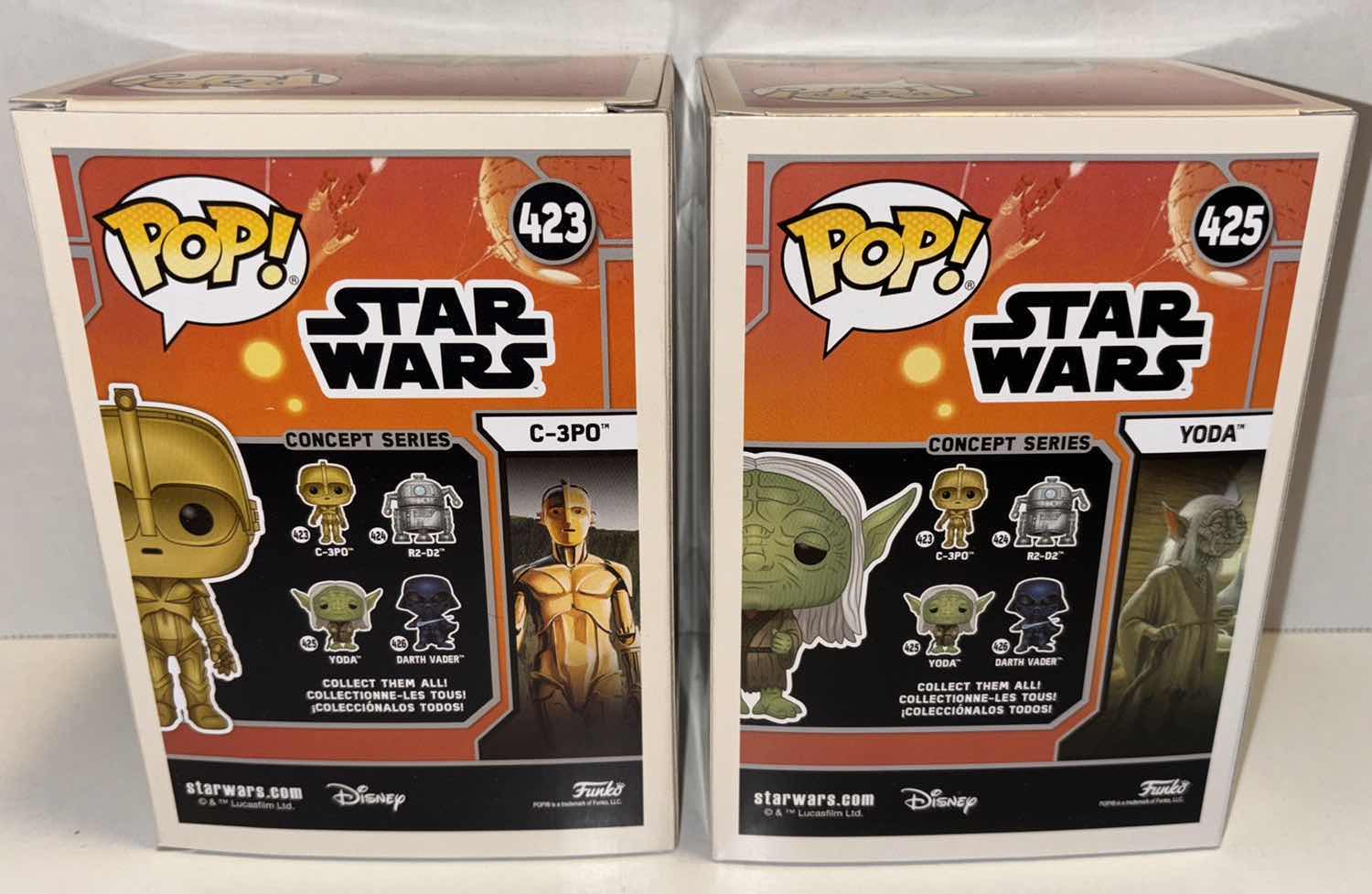 Photo 3 of NEW FUNKO POP! STAR WARS BOBBLE-HEAD FIGURE 2-PACK, #423 CONCEPT SERIES C-3PO & #425 CONCEPT SERIES YODA