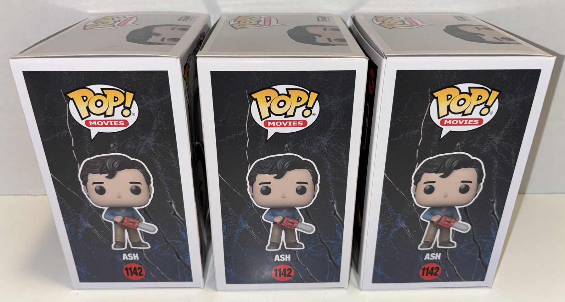 Photo 2 of NEW FUNKO POP! MOVIES 3-PACK VINYL FIGURES, THE EVIL DEAD 40TH ANNIVERSARY #1142 “ASH”