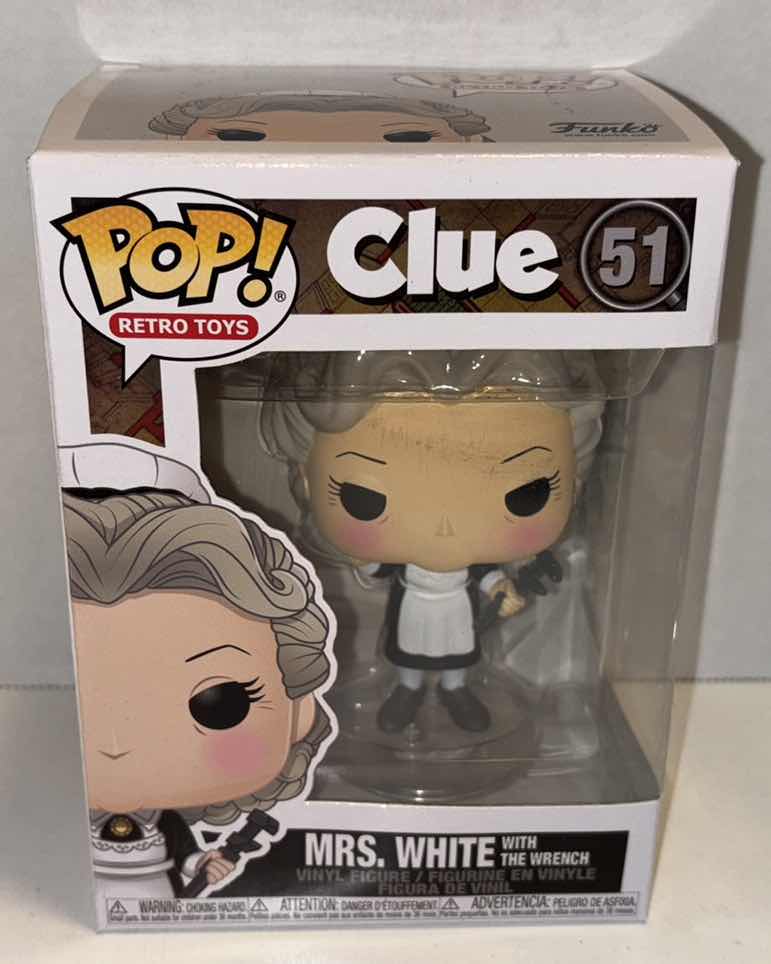Photo 1 of NEW FUNKO POP! RETRO TOYS VINYL FIGURE, CLUE #51 MRS. WHITE WITH THE WRENCH