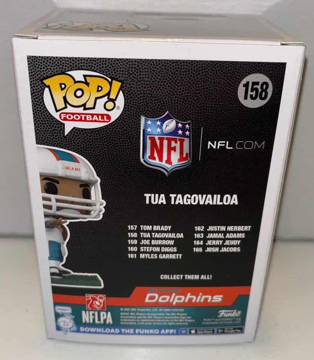 Photo 3 of NEW FUNKO POP! NFL FOOTBALL VINYL FIGURE, MIAMI DOLPHINS #158 TUA TAGOVAILOA