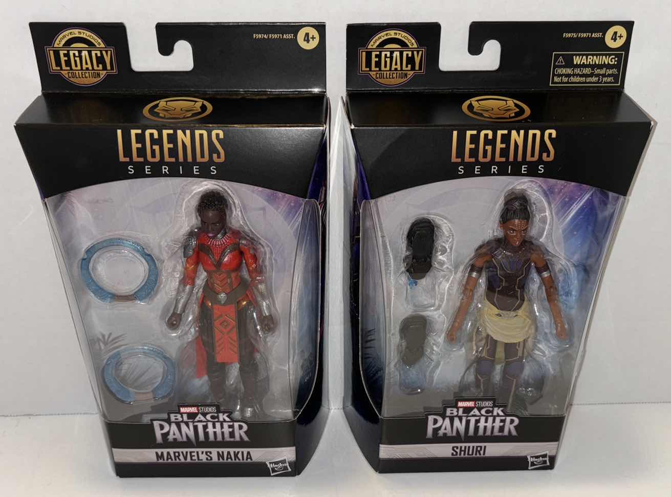 Photo 1 of NEW 2-PACK HASBRO MARVEL STUDIOS LEGACY COLLECTION LEGENDS SERIES BLACK PANTHER ACTION FIGURE & ACCESSORIES, “MARVEL’S NAKIA” & “SHURI”