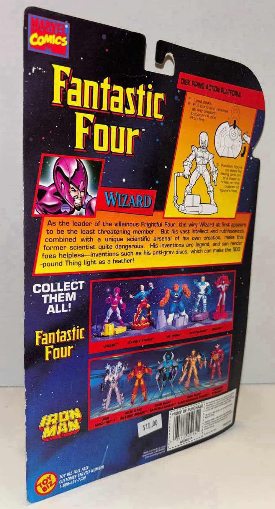 Photo 2 of NEW 1996 TOY BIZ MARVEL COMICS FANTASTIC FOUR ACTION FIGURE & ACCESSORIES, “WIZARD” W DISK FIRING ACTION PLATFORM