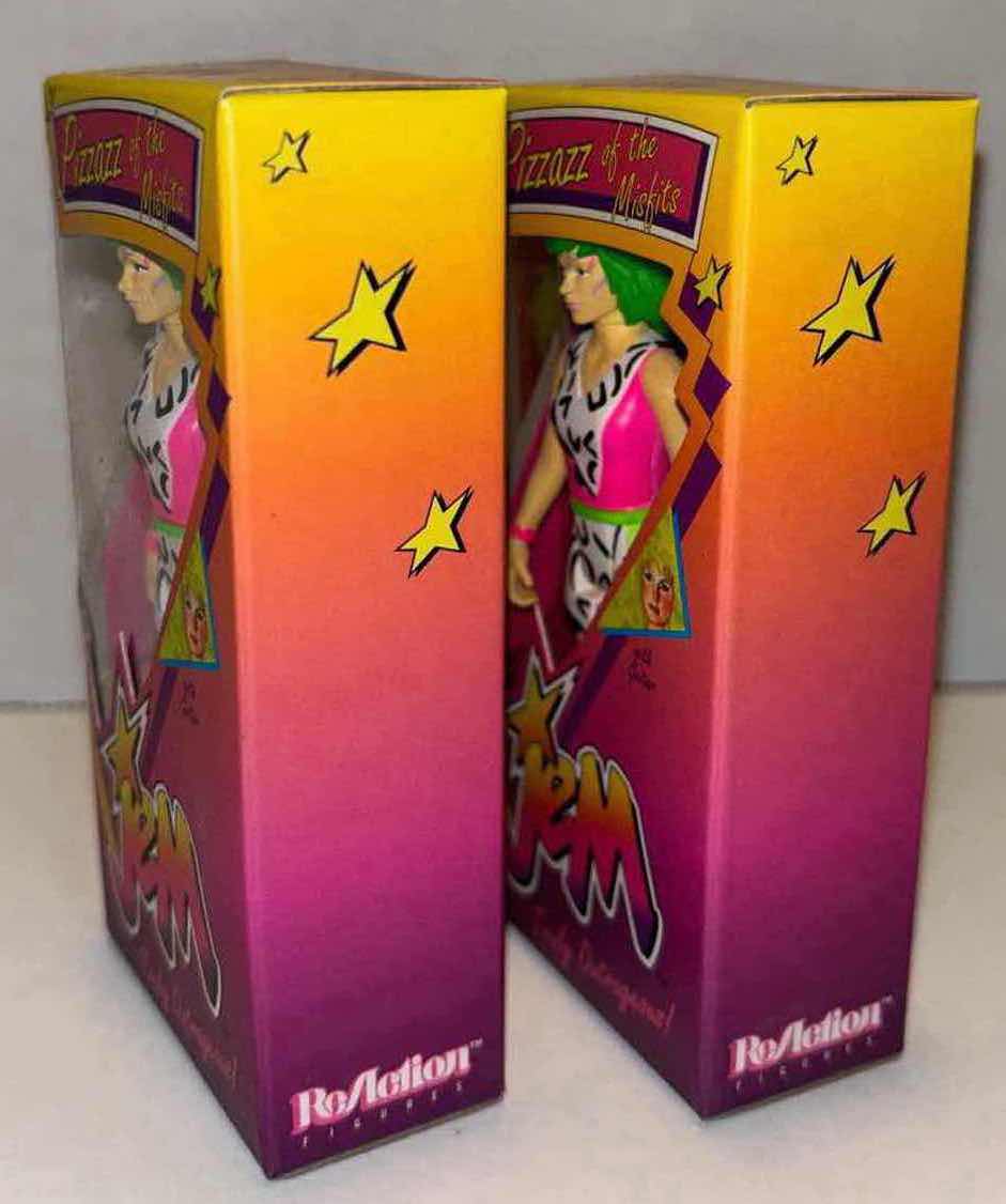 Photo 2 of NEW 2-PACK HASBRO REACTION FIGURES JEM 4” MINI FIGURE & ACCESSORIES, “PIZZAZZ OF THE MISFITS”
