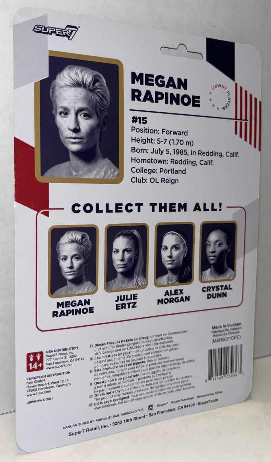 Photo 2 of NEW SUPER7 SUPERSPORTS U.S. WOMEN’S NATIONAL TEAM 3.75” POSABLE ACTION FIGURE, “U.S.A. #15 MEGAN RAPINOE”