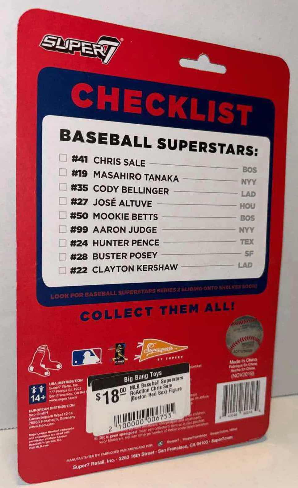 Photo 2 of NEW SUPER7 SUPERSPORTS BASEBALL SUPERSTARS 3.75” POSABLE ACTION FIGURE, “BOSTON RED SOX #41 CHRIS SALE”