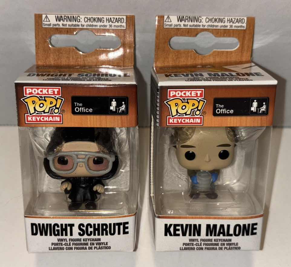 Photo 1 of NEW 2-PACK FUNKO POP! POCKET POP! VINYL FIGURE KEYCHAIN, THE OFFICE “DWIGHT SCHRUTE” & “KEVIN MALONE”