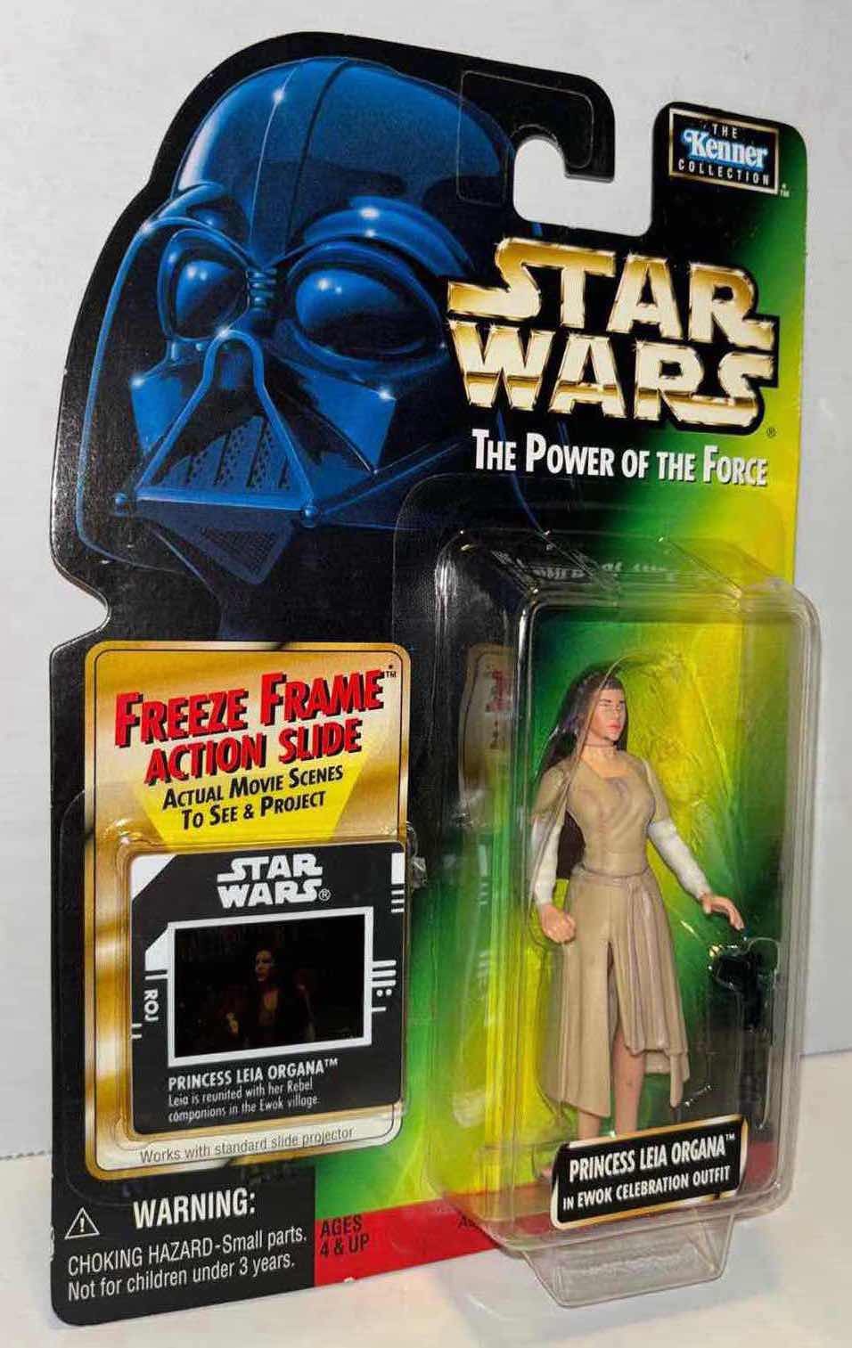 Photo 1 of NEW KENNER STAR WARS THE POWER OF THE FORCE ACTION FIGURE, PRINCESS LEIA ORGANA IN EWOK CELEBRATION OUTFIT & FREEZE FRAME ACTION SLIDE (1)