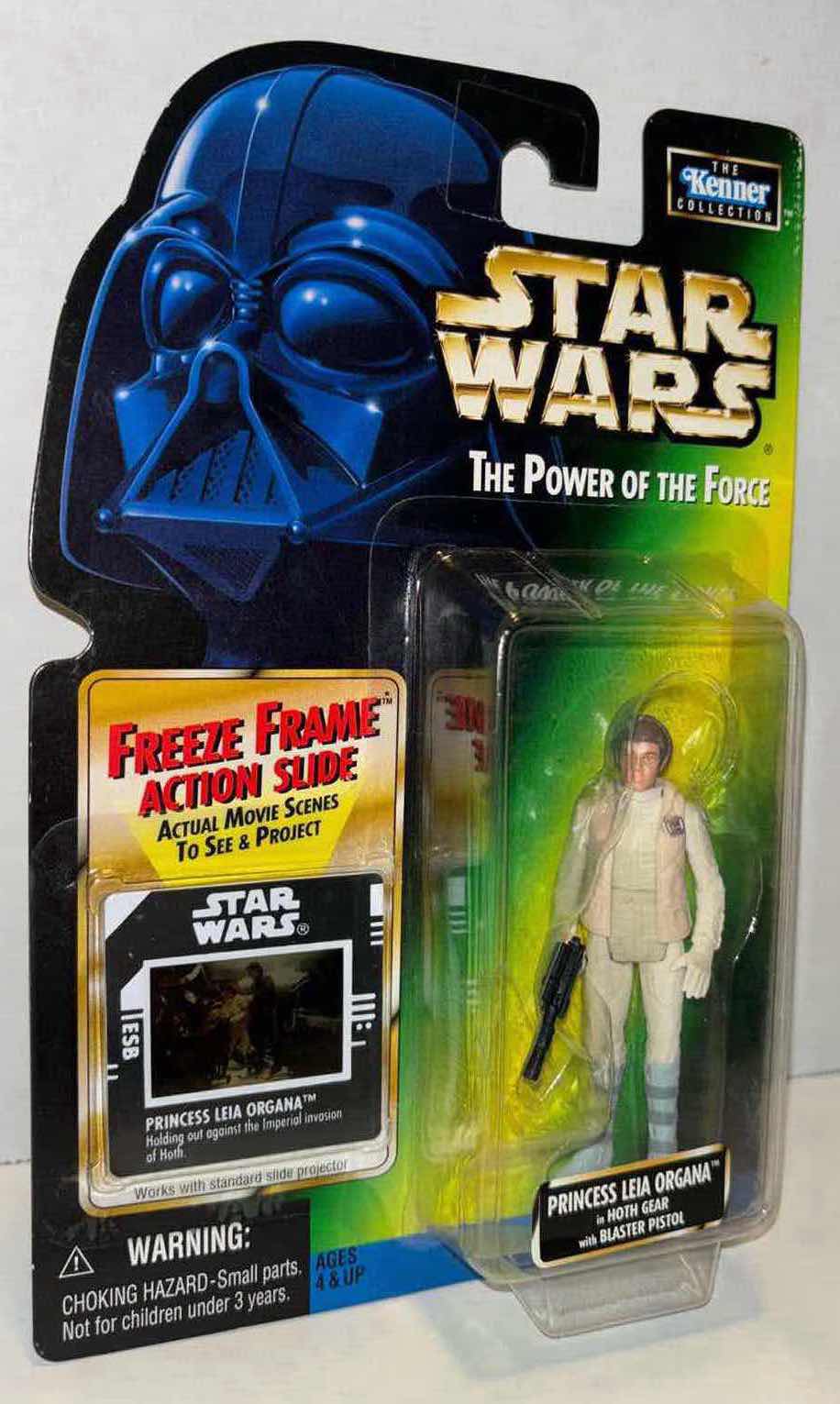 Photo 1 of NEW KENNER STAR WARS THE POWER OF THE FORCE ACTION FIGURE, PRINCESS LEIA ORGANA IN HOTH GEAR W BLASTER PISTOL & FREEZE FRAME ACTION SLIDE (1)