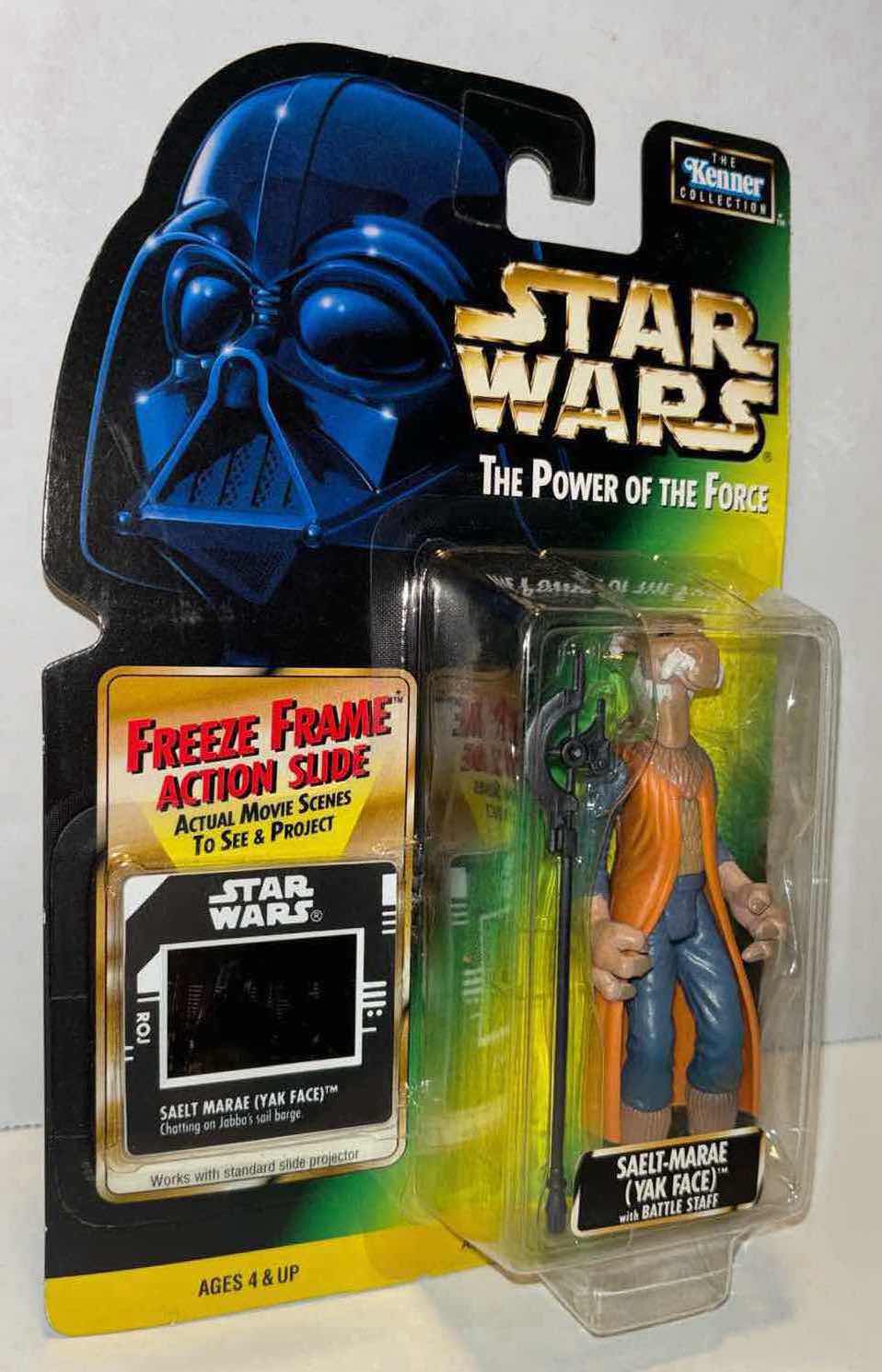 Photo 1 of NEW KENNER STAR WARS POWER OF THE FORCE ACTION FIGURE, SAELT-MARAE (YAK FACE) W BATTLE STAFF (1)