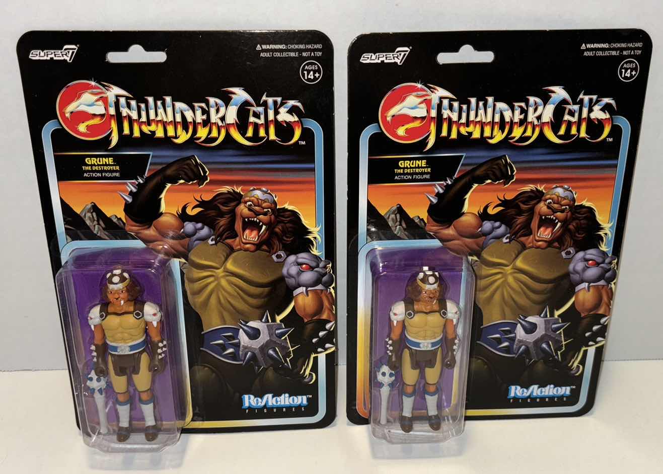 Photo 1 of NEW 2-PACK SUPER7 REACTION FIGURES & ACCESSORIES, THUNDERCATS “GRUNE THE DESTROYER”