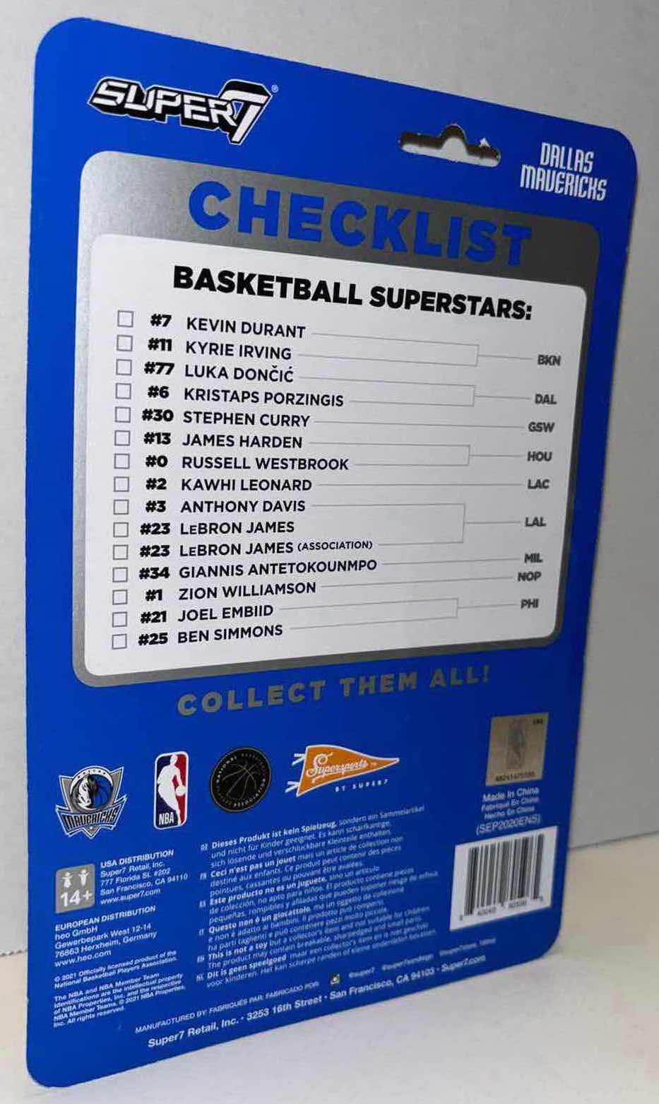 Photo 2 of NEW SUPER7 SUPERSPORTS NBA BASKETBALL SUPERSTARS REACTION FIGURE #6 DALLAS MAVERICKS “KRISTAPS PORZINGIS” (1)