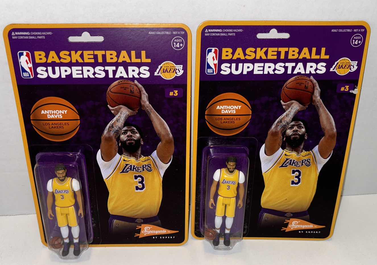 Photo 1 of NEW 2-PACK SUPER7 SUPERSPORTS NBA BASKETBALL SUPERSTARS REACTION FIGURE #3 LOS ANGELES LAKERS “ANTHONY DAVIS”