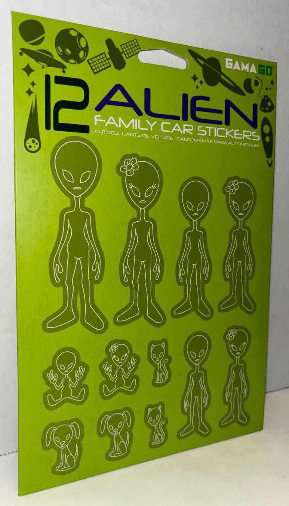 Photo 2 of NEW 4-PACK GAMA GO 12 ALIEN FAMILY CAR STICKERS PACK