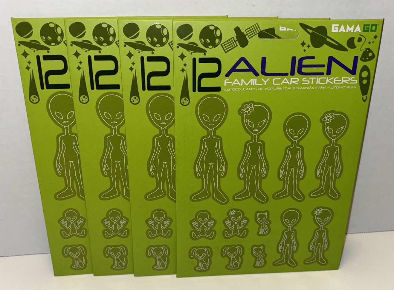 Photo 1 of NEW 4-PACK GAMA GO 12 ALIEN FAMILY CAR STICKERS PACK