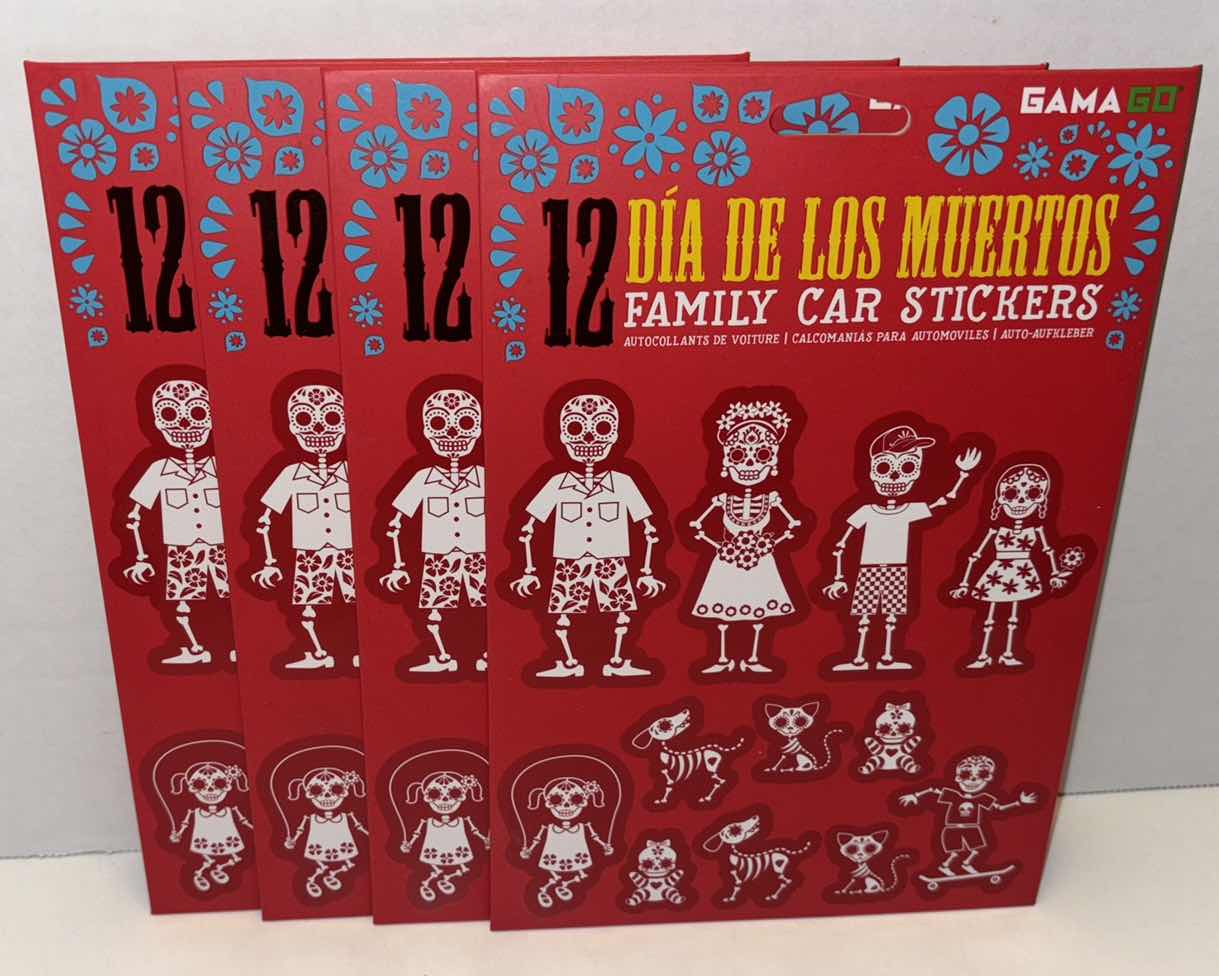 Photo 1 of NEW 4-PACK GAMA GO 12 DÍA DE LOS MUERTOS FAMILY CAR STICKERS PACK