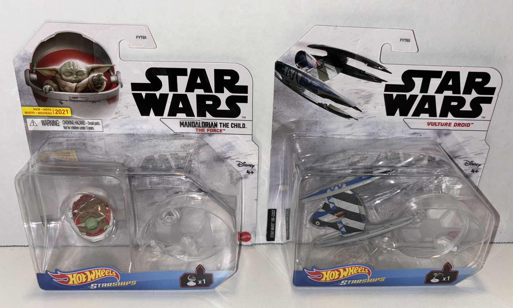 Photo 1 of NEW 2-PACK MATTEL HOT WHEELS STAR WARS STARSHIPS DIE-CAST VEHICLE, THE MANDALORIAN “THE CHILD HOVER PRAM” & “VULTURE DROID”