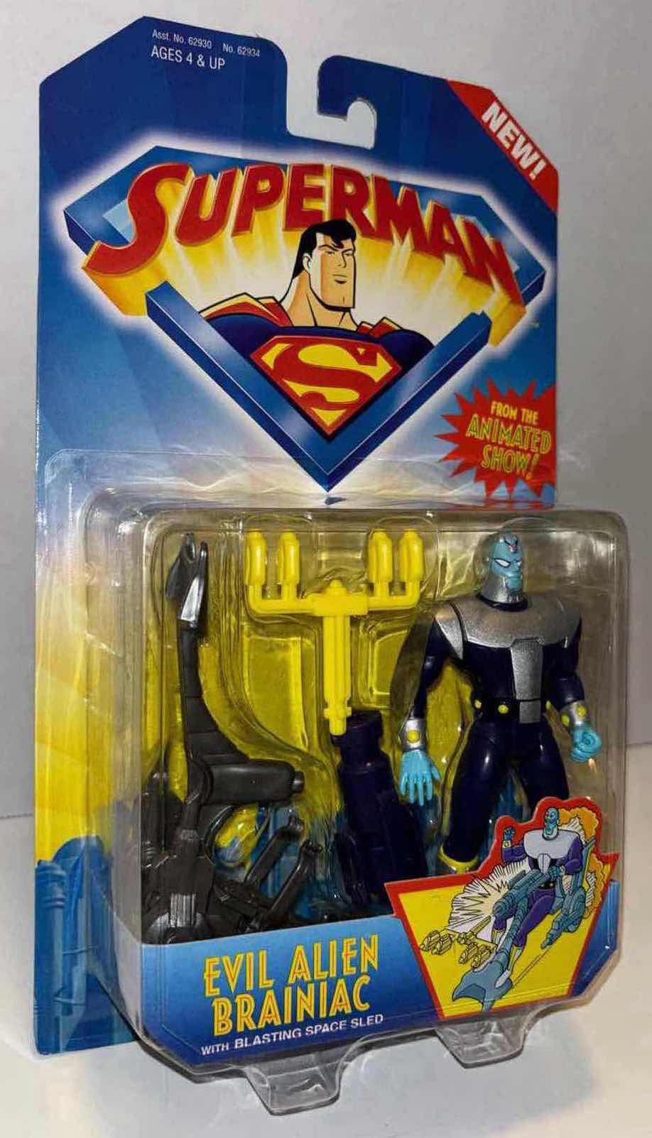 Photo 1 of NEW KENNER SUPERMAN ACTION FIGURE & ACCESSORIES, “EVIL ALIEN BRAINIAC WITH BLASTING SPACE SLED”
