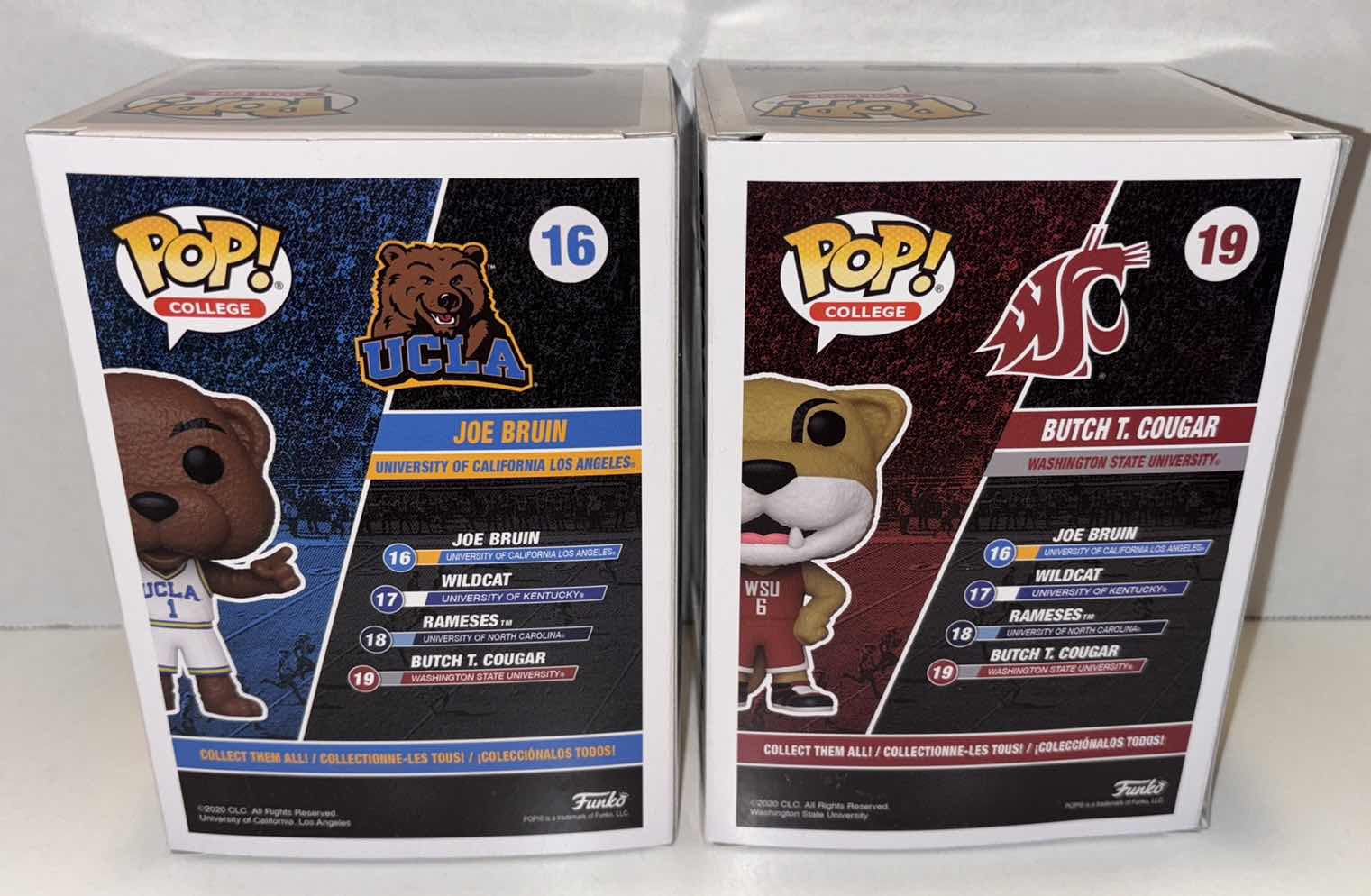 Photo 4 of NEW 2-PACK FUNKO POP! COLLEGE MASCOTS VINYL FIGURE, #16 UCLA JOE BRUIN & #19 WSU BUTCH T. COUGAR