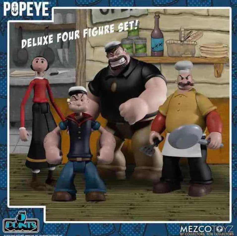 Photo 1 of NEW MEZCO TOYZ 5 POINTS POPEYE DELUXE BOX SET (1)