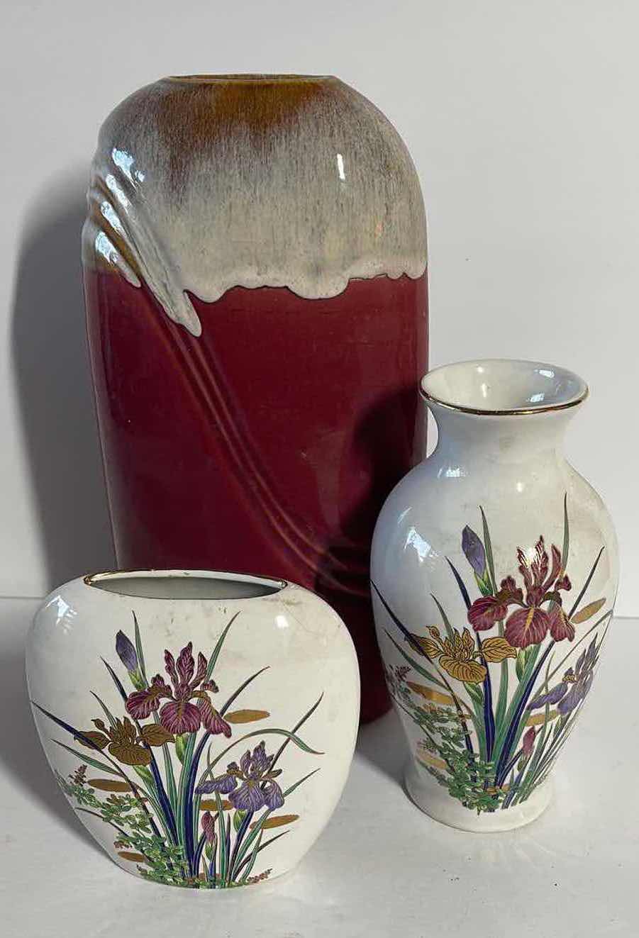 Photo 1 of VINTAGE JAPANESE WHITE FLORAL VASES & MORE