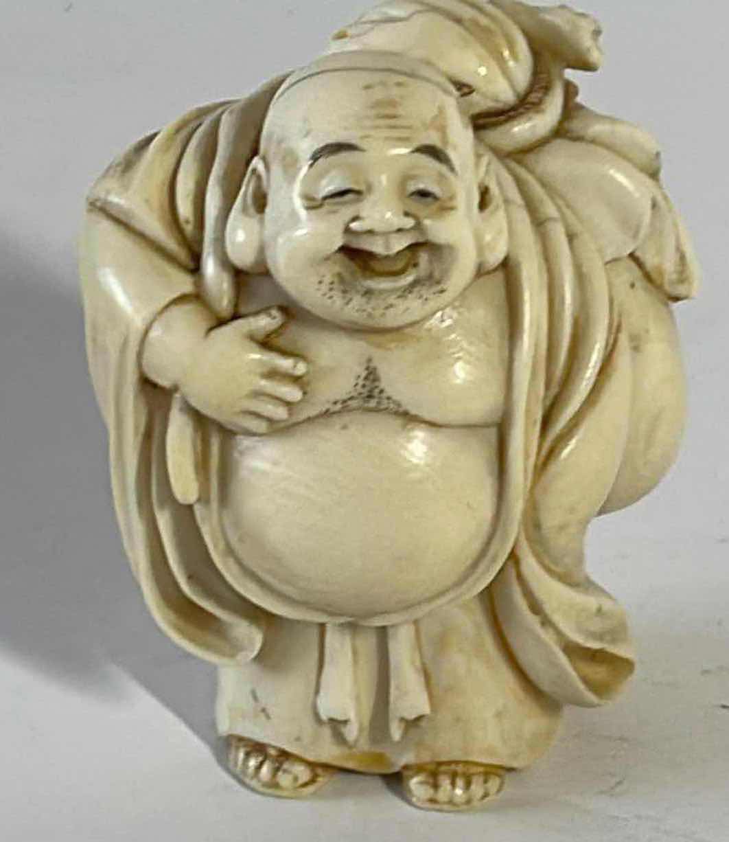 Photo 3 of VINTAGE STAMPED NETSUKE LAUGHING BUDDA