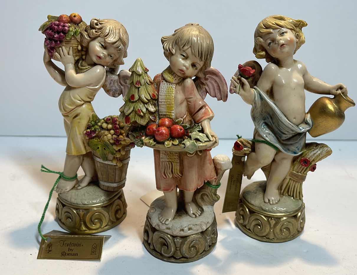 Photo 1 of  VINTAGE FONTANINI ANGEL FIGURINES 1990 ITALY E SIMONETTI SEASONS CHERUB 5.5”