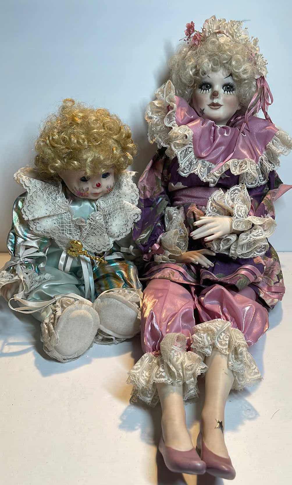 Photo 1 of VINTAGE PORCELAIN CLOWN DOLLS